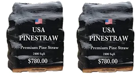 USA PINESTRAW Premium Long Needle Pine Straw Mulch – Covers 2400 Sqft (2 Set)