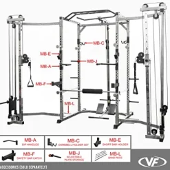 Valor Fitness BD-33BCCL Power Rack w/LAT Pull and Cable Crossover – Black