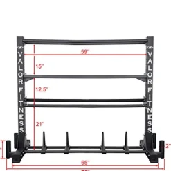 Valor Fitness BG-62 Multi-Functional Storage Rack – Holds Kettle Bells, Dumbbells, Barbells, Wall Balls, Bumper Plates
