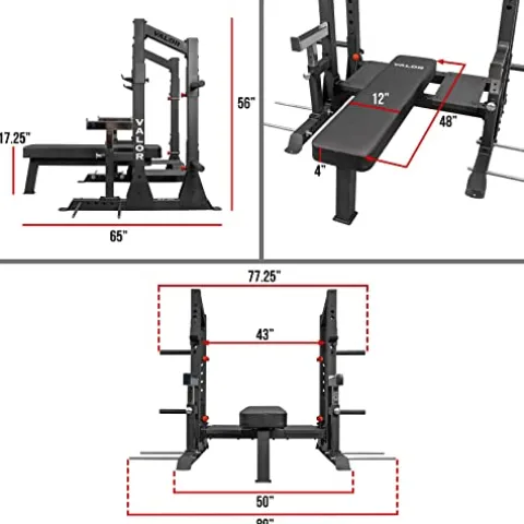 Valor Fitness Competition Bench Press Rack with Safety Spotter Bars Black