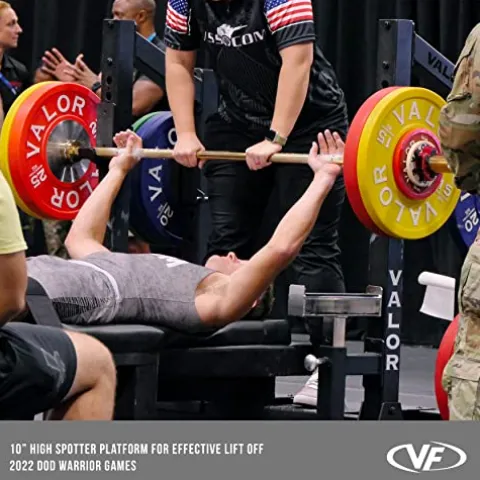 Valor Fitness Competition Bench Press Rack with Safety Spotter Bars Black