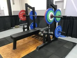 Valor Fitness Competition Bench Press Rack with Safety Spotter Bars Black