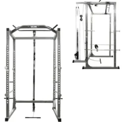 Valor Fitness Heavy Duty Power Rack with Lat Pull – Chrome