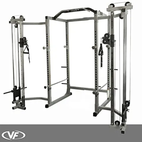 Valor Fitness Heavy Duty Power Rack – Squat Rack – Chrome Pull Up Bar and Power Cage Black