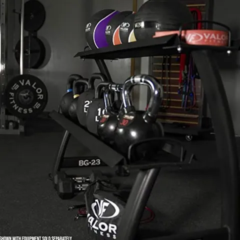 Valor Fitness Kettlebell Storage Rack 2 Tier Levels Heavy Duty Weight Holder Organize Gym Equipment BG-23