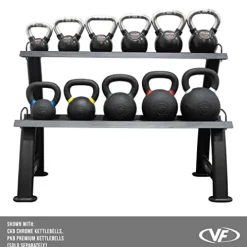 Valor Fitness Kettlebell Storage Rack 2 Tier Levels Heavy Duty Weight Holder Organize Gym Equipment BG-23