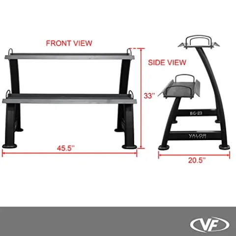 Valor Fitness Kettlebell Storage Rack 2 Tier Levels Heavy Duty Weight Holder Organize Gym Equipment BG-23