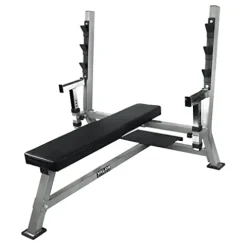 Valor Fitness Olympic Weight Bench Press Station – Spotter Arms | Adjustable Safety Catch Max 500 lbs – Power Lifting Home Gym Workout Equipment BF-48 Metallic Grey and Black