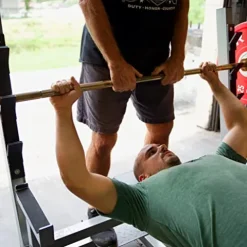 Valor Fitness Olympic Weight Bench Press Station – Spotter Arms | Adjustable Safety Catch Max 500 lbs – Power Lifting Home Gym Workout Equipment BF-48 Metallic Grey and Black