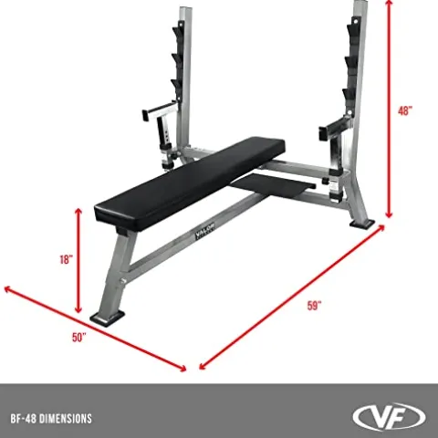 Valor Fitness Olympic Weight Bench Press Station – Spotter Arms | Adjustable Safety Catch Max 500 lbs – Power Lifting Home Gym Workout Equipment BF-48 Metallic Grey and Black