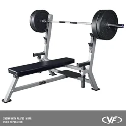 Valor Fitness Olympic Weight Bench Press Station – Spotter Arms | Adjustable Safety Catch Max 500 lbs – Power Lifting Home Gym Workout Equipment BF-48 Metallic Grey and Black