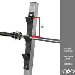 Valor Fitness Olympic Weight Bench Press Station – Spotter Arms | Adjustable Safety Catch Max 500 lbs – Power Lifting Home Gym Workout Equipment BF-48 Metallic Grey and Black