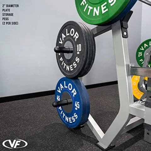 Valor Fitness Olympic Weight Bench Press Station Spotter Arms Adjustable Safety Catch Plate Storage Pegs Power Lifting Home Gym Workout Equipment BF-49 Metallic Grey and Black