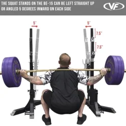 Valor Fitness Olympic Weight Bench with Squat Rack Combo – 6 Gauge Steel – USPA Certified – Adjustable Squat Stands – Black