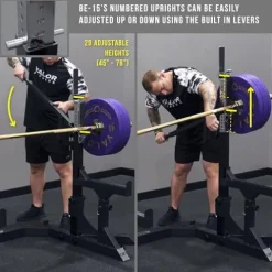 Valor Fitness Olympic Weight Bench with Squat Rack Combo – 6 Gauge Steel – USPA Certified – Adjustable Squat Stands – Black