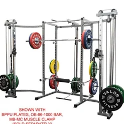 Valor Fitness Power Rack with LAT Pull & Cable Crossover Attachments – Full Body Workout – Plate Loaded Exercise Equipment