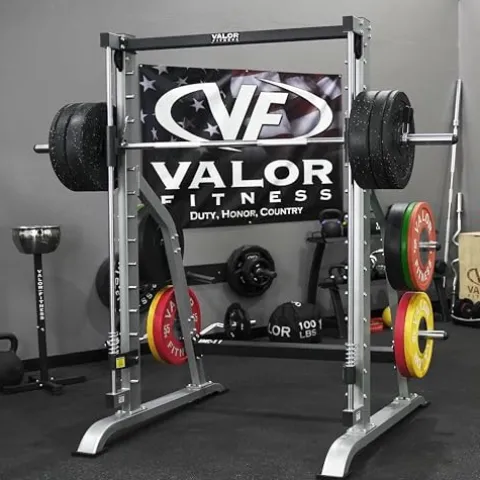 Valor Fitness Smith Machine Multi-Function Power Cage Silver