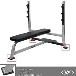 Valor Fitness Weightlifting Bundle Olympic Bench w/Spotter, 40lb Bar, 160lb Plates Metallic Grey and Black