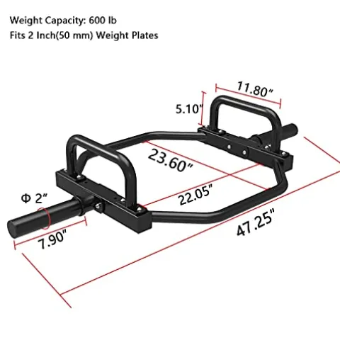VEITEOX FTY Hex Trap Barbell Bar – High Hexagon Deadlift & Squat Bar