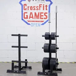 VEITEOX FTY Weight Plate Tree Rack with Barbell Bar Holder, Vertical Olympic Bumper Plates and Bar Storage Stand (Color: No Wheels)