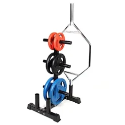 VEITEOX FTY Weight Plate Tree Rack with Barbell Bar Holder, Vertical Olympic Bumper Plates and Bar Storage Stand (Color: No Wheels)