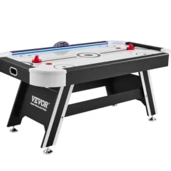 VEVOR Air Hockey Table 72″ Indoor LED Sports Game Black and White