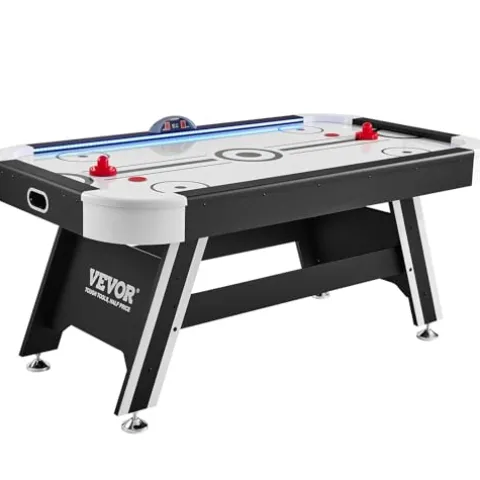 VEVOR Air Hockey Table 72″ Indoor LED Sports Game Black and White