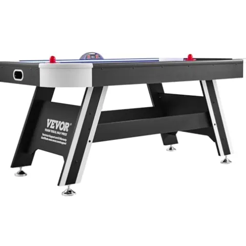 VEVOR Air Hockey Table 72″ Indoor LED Sports Game Black and White