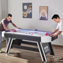 VEVOR Air Hockey Table 72″ Indoor LED Sports Game Black and White