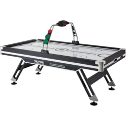 VEVOR Air Hockey Table 89″ with Electronic Score System, LED Sports Game, 2 Pushers, 2 Pucks – Black and White