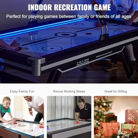 VEVOR Air Hockey Table 89″ with Electronic Score System, LED Sports Game, 2 Pushers, 2 Pucks – Black and White