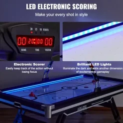 VEVOR Air Hockey Table 89″ with Electronic Score System, LED Sports Game, 2 Pushers, 2 Pucks – Black and White