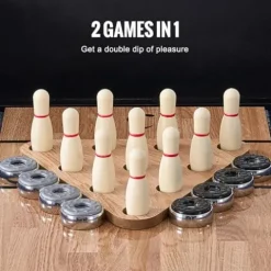 VEVOR 9ft Shuffleboard Table & Bowling Combo Black/Brown