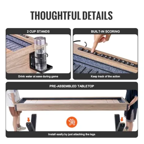 VEVOR 9ft Shuffleboard Table & Bowling Combo Black/Brown