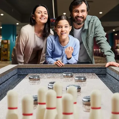 VEVOR 9ft Shuffleboard Table & Bowling Combo Black/Brown