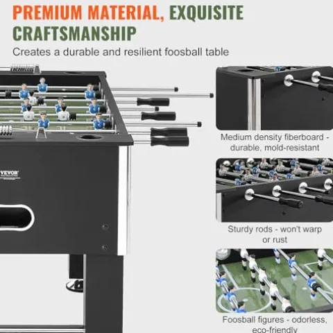 VEVOR 55-Inch Foosball Table with 4 Balls & Cup Holders Black