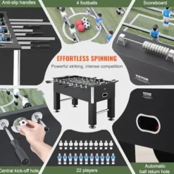 VEVOR 55-Inch Foosball Table with 4 Balls & Cup Holders Black