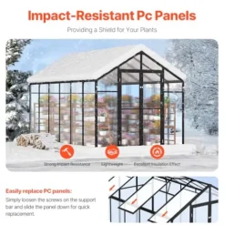 VEVOR Polycarbonate Greenhouse 8×12 Ft Black
