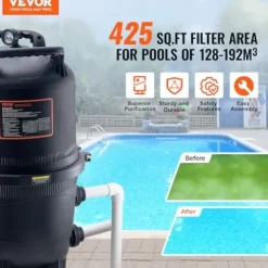 VEVOR Pool Cartridge Filter 425Sq. Ft Inground Above Ground Swimming Pool Filtration System Upgraded Version 420-425 sq.ft w/ 4 Filters