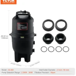 VEVOR Pool Cartridge Filter 425Sq. Ft Inground Above Ground Swimming Pool Filtration System Upgraded Version 420-425 sq.ft w/ 4 Filters