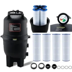 VEVOR PRO Cartridge Pool Filter Tank 320-325 Sq.Ft Upgraded Version with 4 Filters