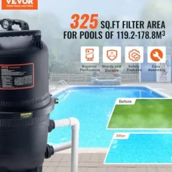 VEVOR PRO Cartridge Pool Filter Tank 320-325 Sq.Ft Upgraded Version with 4 Filters