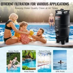 VEVOR PRO Cartridge Pool Filter Tank 320-325 Sq.Ft Upgraded Version with 4 Filters