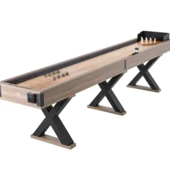 VEVOR Shuffleboard Table 11.5 ft 2-in-1 Combo Game Set Black + Brown