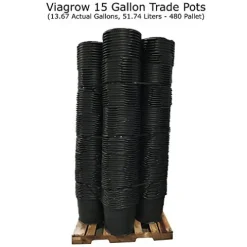Viagrow 15 Gallon Round Nursery Trade Pots 480 Pack Black