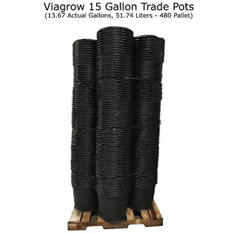 Viagrow 15 Gallon Round Nursery Trade Pots 480 Pack Black