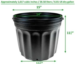 Viagrow Nursery Pots #7 Series Pallet 6.06 Gal Black (1,440 per pallet)