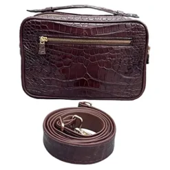 Vietnam Genuine Alligator Crocodile Leather Skin Premium Luxury Golf Shoe Bag Brown
