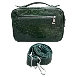 Vietnam Genuine Alligator Crocodile Leather Golf Shoe Bag Dark Green