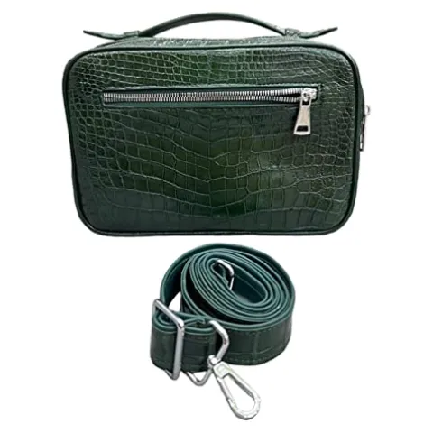 Vietnam Genuine Alligator Crocodile Leather Golf Shoe Bag Dark Green